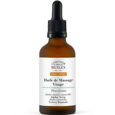 Huile de Massage Visage Peaux Grasses Bio - COMPTOIR des Huiles