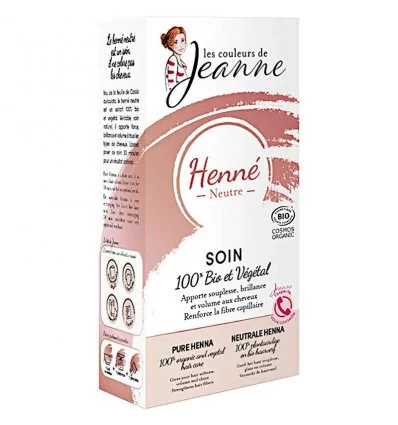 Henné Neutre Bio 100% Végétal - Couleurs de Jeanne