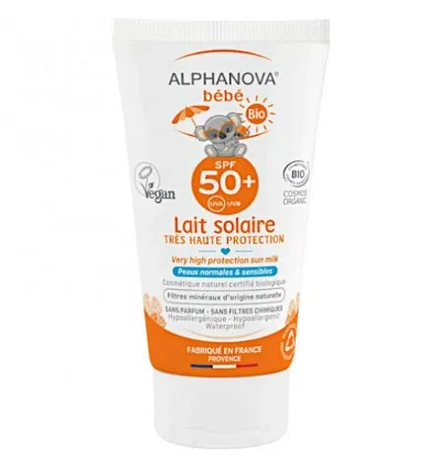 Lait Solaire Bébé Bio SPF 50+ - ALPHANOVA SUN - Très Haute Protection