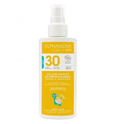 Spray Solaire Enfants Bio SPF 30 - ALPHANOVA SUN - Haute Protection