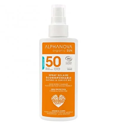 Spray Solaire SPF 50 Bio - ALPHANOVA SUN - Haute Protection