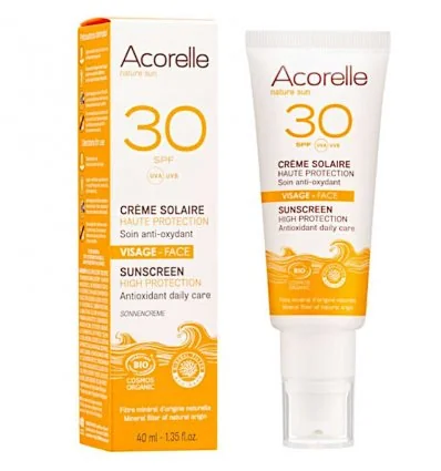 Crème Solaire Visage Bio SPF 30 Haute Protection - ACORELLE