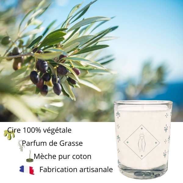 Bougie Cire Végétale Fleur d'Olive BALAMATA